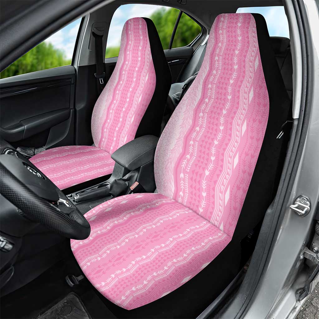 Vintage Pink Hawaiian Traditional Kapa Mix Flowers Lei Car Seat Cover