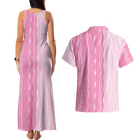 Vintage Pink Hawaiian Traditional Kapa Mix Flowers Lei Couples Matching Tank Maxi Dress and Hawaiian Shirt LT7 - Polynesian Pride