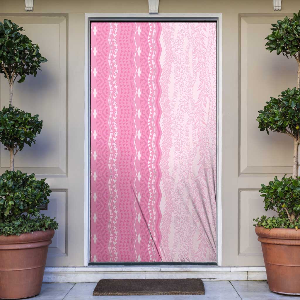 Vintage Pink Hawaiian Traditional Kapa Mix Flowers Lei Door Cover