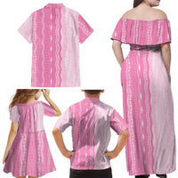 Vintage Pink Hawaiian Traditional Kapa Mix Flowers Lei Family Matching Off Shoulder Maxi Dress and Hawaiian Shirt LT7 - Polynesian Pride