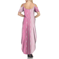 Vintage Pink Hawaiian Traditional Kapa Mix Flowers Lei Family Matching Summer Maxi Dress and Hawaiian Shirt LT7 - Polynesian Pride