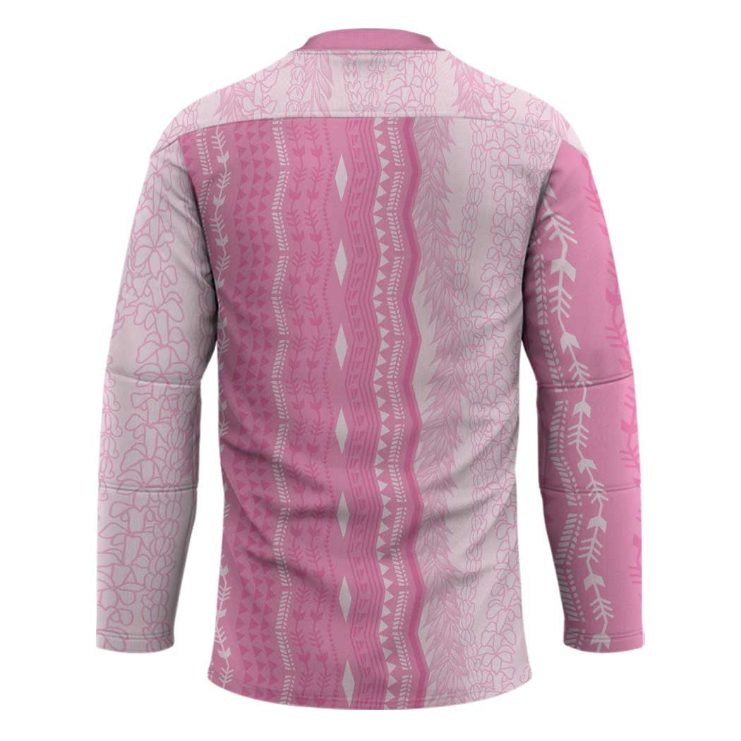 Vintage Pink Hawaiian Traditional Kapa Mix Flowers Lei Hockey Jersey