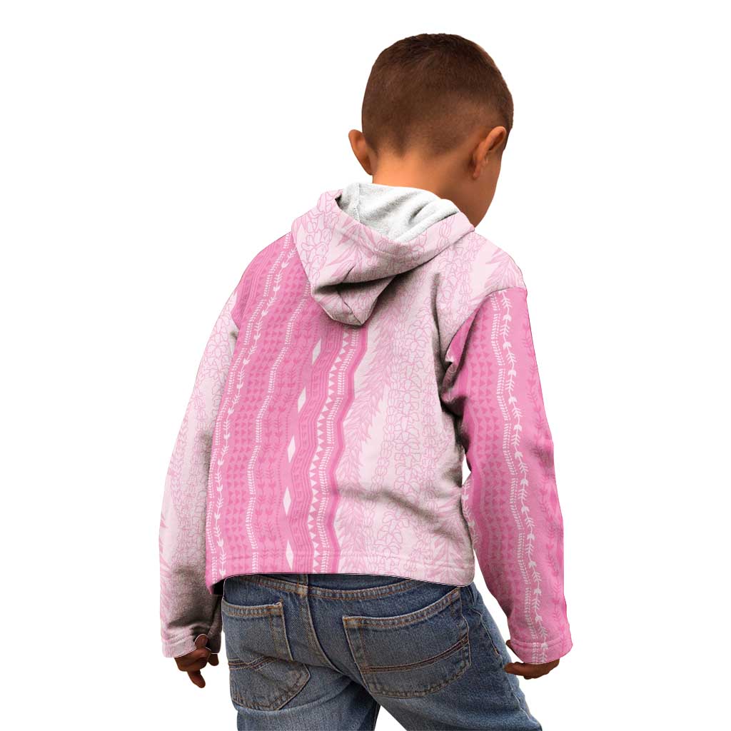 Vintage Pink Hawaiian Traditional Kapa Mix Flowers Lei Kid Hoodie