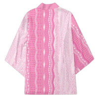 Vintage Pink Hawaiian Traditional Kapa Mix Flowers Lei Kimono