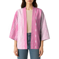 Vintage Pink Hawaiian Traditional Kapa Mix Flowers Lei Kimono