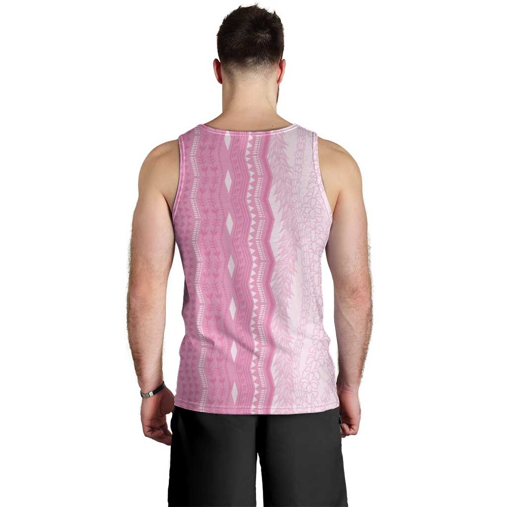 Vintage Pink Hawaiian Traditional Kapa Mix Flowers Lei Men Tank Top