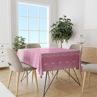 Vintage Pink Hawaiian Traditional Kapa Mix Flowers Lei Tablecloth