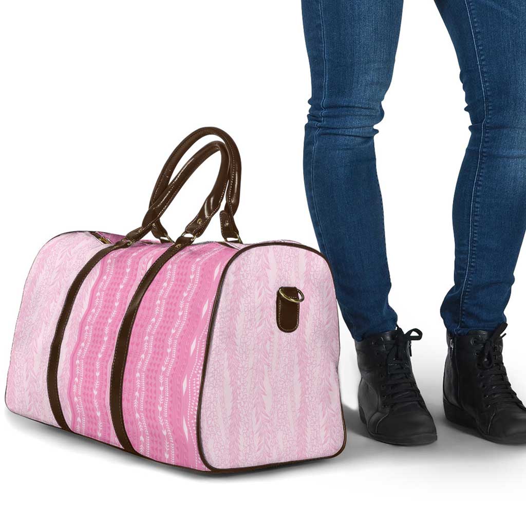 Vintage Pink Hawaiian Traditional Kapa Mix Flowers Lei Travel Bag
