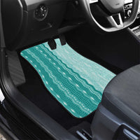 Vintage Teal Hawaiian Traditional Kapa Mix Flowers Lei Car Mats