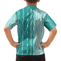 Vintage Teal Hawaiian Traditional Kapa Mix Flowers Lei Family Matching Summer Maxi Dress and Hawaiian Shirt LT7 - Polynesian Pride