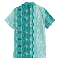 Vintage Teal Hawaiian Traditional Kapa Mix Flowers Lei Family Matching Summer Maxi Dress and Hawaiian Shirt LT7 - Polynesian Pride