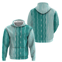 Vintage Teal Hawaiian Traditional Kapa Mix Flowers Lei Hoodie