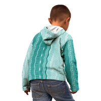 Vintage Teal Hawaiian Traditional Kapa Mix Flowers Lei Kid Hoodie