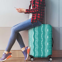 Vintage Teal Hawaiian Traditional Kapa Mix Flowers Lei Luggage Cover