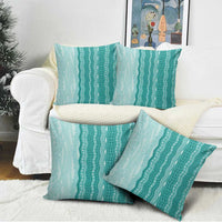 Vintage Teal Hawaiian Traditional Kapa Mix Flowers Lei Pillow Cover