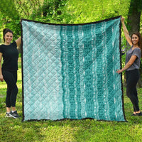 Vintage Teal Hawaiian Traditional Kapa Mix Flowers Lei Quilt