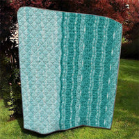 Vintage Teal Hawaiian Traditional Kapa Mix Flowers Lei Quilt