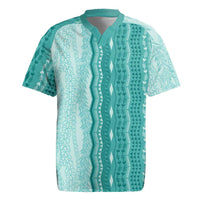 Vintage Teal Hawaiian Traditional Kapa Mix Flowers Lei Rugby Jersey