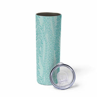 Vintage Teal Hawaiian Traditional Kapa Mix Flowers Lei Skinny Tumbler