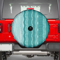 Vintage Teal Hawaiian Traditional Kapa Mix Flowers Lei Spare Tire Cover