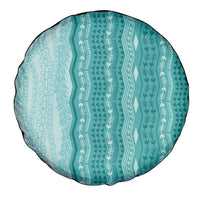 Vintage Teal Hawaiian Traditional Kapa Mix Flowers Lei Spare Tire Cover