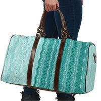 Vintage Teal Hawaiian Traditional Kapa Mix Flowers Lei Travel Bag
