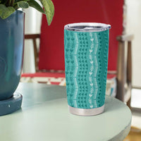 Vintage Teal Hawaiian Traditional Kapa Mix Flowers Lei Tumbler Cup