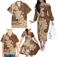 Samoa Women's Day Family Matching Off Shoulder Long Sleeve Dress and Hawaiian Shirt Tiale Flower Mix Siapo Tapa LT7 - Polynesian Pride