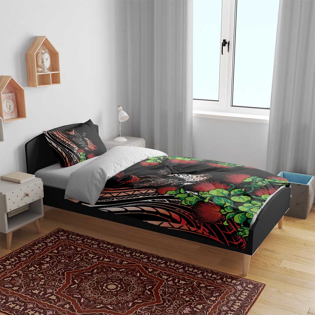 Aloha Hawaii Manta Rays Bedding Set Red Ohia Lehua