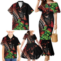 Aloha Hawaii Manta Rays Family Matching Mermaid Dress and Hawaiian Shirt Red Ohia Lehua LT7 - Polynesian Pride
