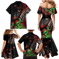 Aloha Hawaii Manta Rays Family Matching Mermaid Dress and Hawaiian Shirt Red Ohia Lehua LT7 - Polynesian Pride