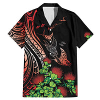 Aloha Hawaii Manta Rays Family Matching Mermaid Dress and Hawaiian Shirt Red Ohia Lehua LT7 Dad's Shirt - Short Sleeve Red - Polynesian Pride
