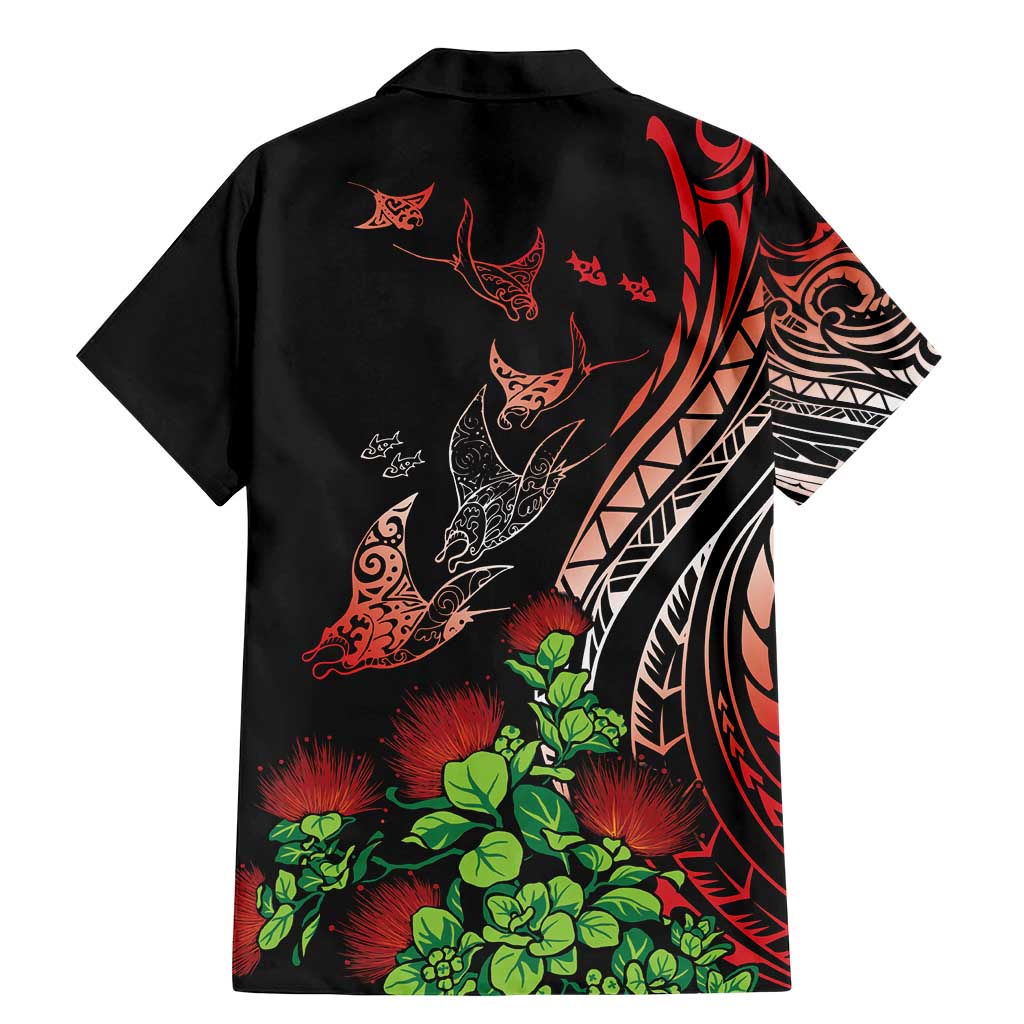 Aloha Hawaii Manta Rays Family Matching Mermaid Dress and Hawaiian Shirt Red Ohia Lehua LT7 - Polynesian Pride