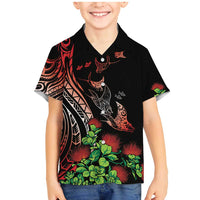 Aloha Hawaii Manta Rays Family Matching Mermaid Dress and Hawaiian Shirt Red Ohia Lehua LT7 Son's Shirt Red - Polynesian Pride