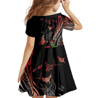 Aloha Hawaii Manta Rays Family Matching Short Sleeve Bodycon Dress and Hawaiian Shirt Red Ohia Lehua LT7 - Polynesian Pride