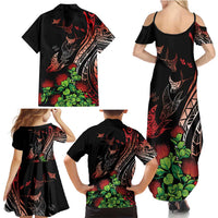Aloha Hawaii Manta Rays Family Matching Summer Maxi Dress and Hawaiian Shirt Red Ohia Lehua LT7 - Polynesian Pride