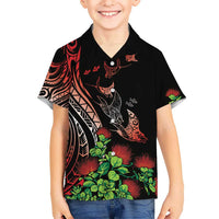 Aloha Hawaii Manta Rays Kid Hawaiian Shirt Red Ohia Lehua