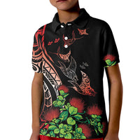 Aloha Hawaii Manta Rays Kid Polo Shirt Red Ohia Lehua