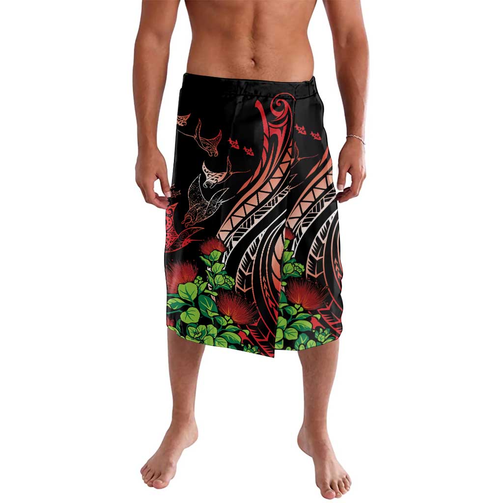 Aloha Hawaii Manta Rays Lavalava Red Ohia Lehua