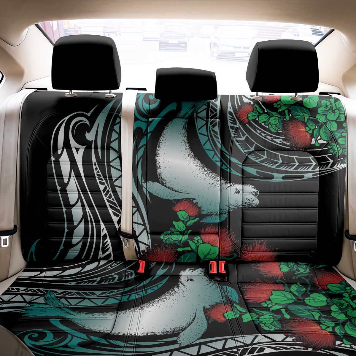 Aloha Hawaii Monk Seal Back Car Seat Cover Mix Ohia Lehua