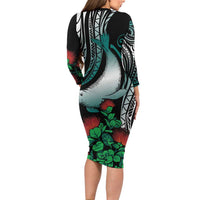 Aloha Hawaii Monk Seal Family Matching Long Sleeve Bodycon Dress and Hawaiian Shirt Mix Ohia Lehua LT7 - Polynesian Pride