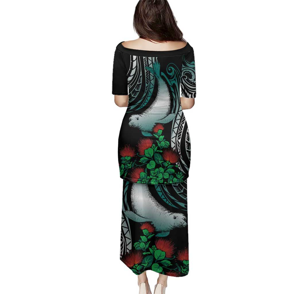 Aloha Hawaii Monk Seal Family Matching Puletasi and Hawaiian Shirt Mix Ohia Lehua LT7 - Polynesian Pride