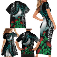 Aloha Hawaii Monk Seal Family Matching Short Sleeve Bodycon Dress and Hawaiian Shirt Mix Ohia Lehua LT7 - Polynesian Pride