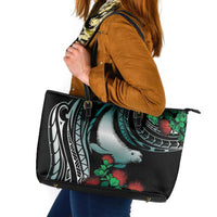 Aloha Hawaii Monk Seal Leather Tote Bag Mix Ohia Lehua