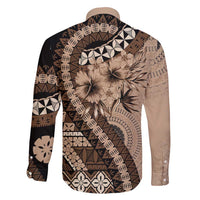 Bula Fiji Family Matching Mermaid Dress and Hawaiian Shirt Mocha Brown Kaivity Masi Tapa LT7 - Polynesian Pride