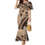 Bula Fiji Family Matching Mermaid Dress and Hawaiian Shirt Mocha Brown Kaivity Masi Tapa