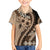 Bula Fiji Family Matching Off Shoulder Short Dress and Hawaiian Shirt Mocha Brown Kaivity Masi Tapa