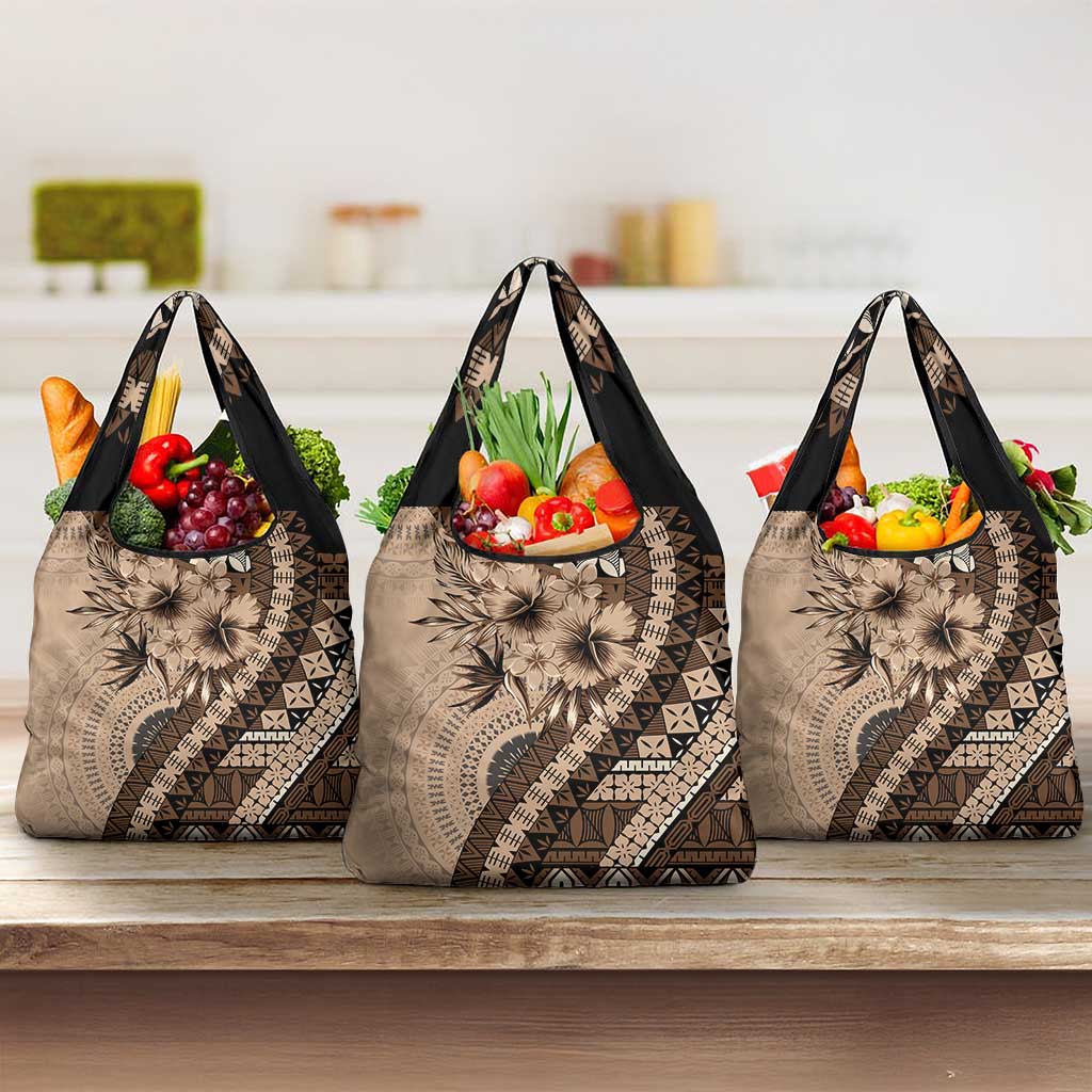 Bula Fiji Grocery Bag Mocha Brown Kaivity Masi Tapa