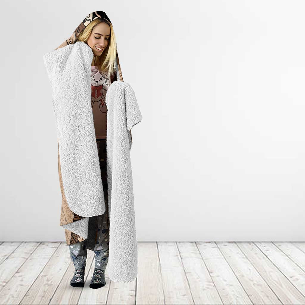 Bula Fiji Hooded Blanket Mocha Brown Kaivity Masi Tapa