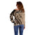 Bula Fiji Off Shoulder Sweater Mocha Brown Kaivity Masi Tapa